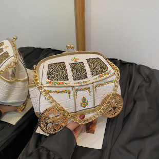 2024 Summer New Fashion Women's Bag Creative Shape Embroidered Carriage Bag Chain Bag Shoulder Crossbody Bag