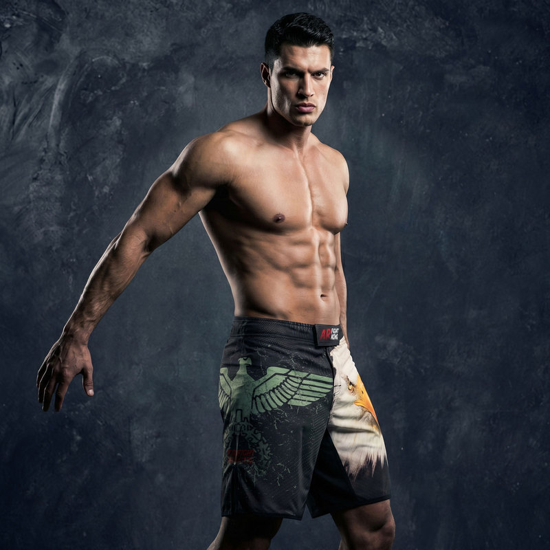 Rouhou MMA fashion eagle pattern professional fighting quick-dry shorts, wear-resistant for running, men's UFC fitness breathable shorts Rouhou MMA fashion eagle pattern professional fighting quick-dry shorts, wear-resistant for running, men's UFC fitness breathable shorts