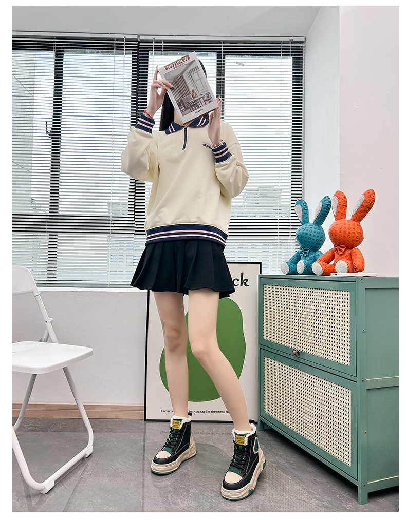 High Top Women's Ankle Boots Plush Lined Winter Casual Footwear_voghion.com