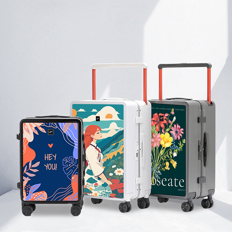 New wide trolley aluminum frame luggage boarding Case student High-looking leather case anti-pressure drop-resistant trolley case