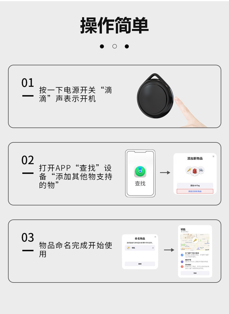 Findmy Global Positioning System Is Suitable for Apple Airtag Remote Positioning Tracker, Ultra-Thin and Ultra-Long Smart Anti-Loss Device