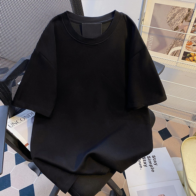 2026 Summer Short-Sleeved T-Shirt for Men and Women, Korean Trendy Brand, Loose-Fitting, Off-Shoulder, Solid Color, Versatile Women's New Top 2026 Summer Short-Sleeved T-Shirt for Men and Women, Korean Trendy Brand, Loose-Fitting, Off-Shoulder, Solid Color, Versatile Women's New Top