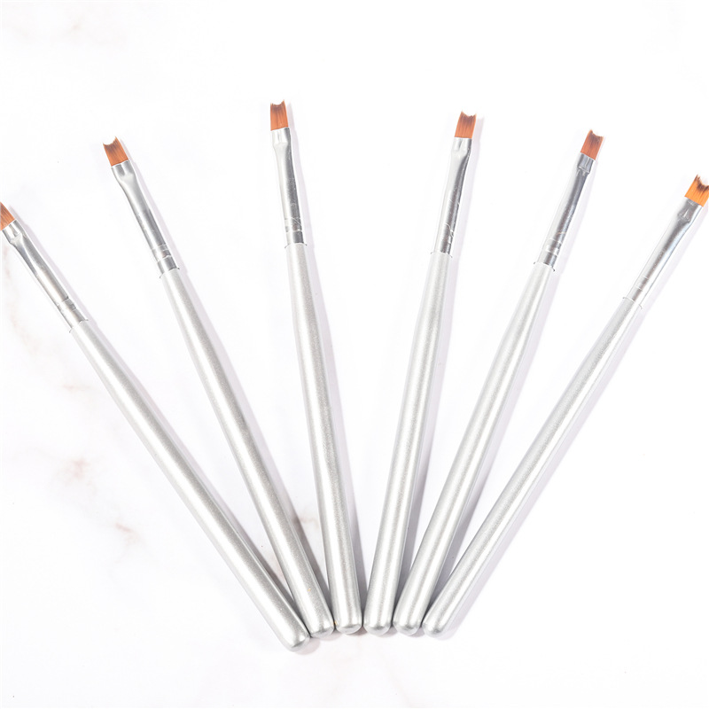 Cepillo de uñas al por mayor varilla de Plata francés pluma de uñas media luna cepillo sonrisa línea media luna francesa pluma #8