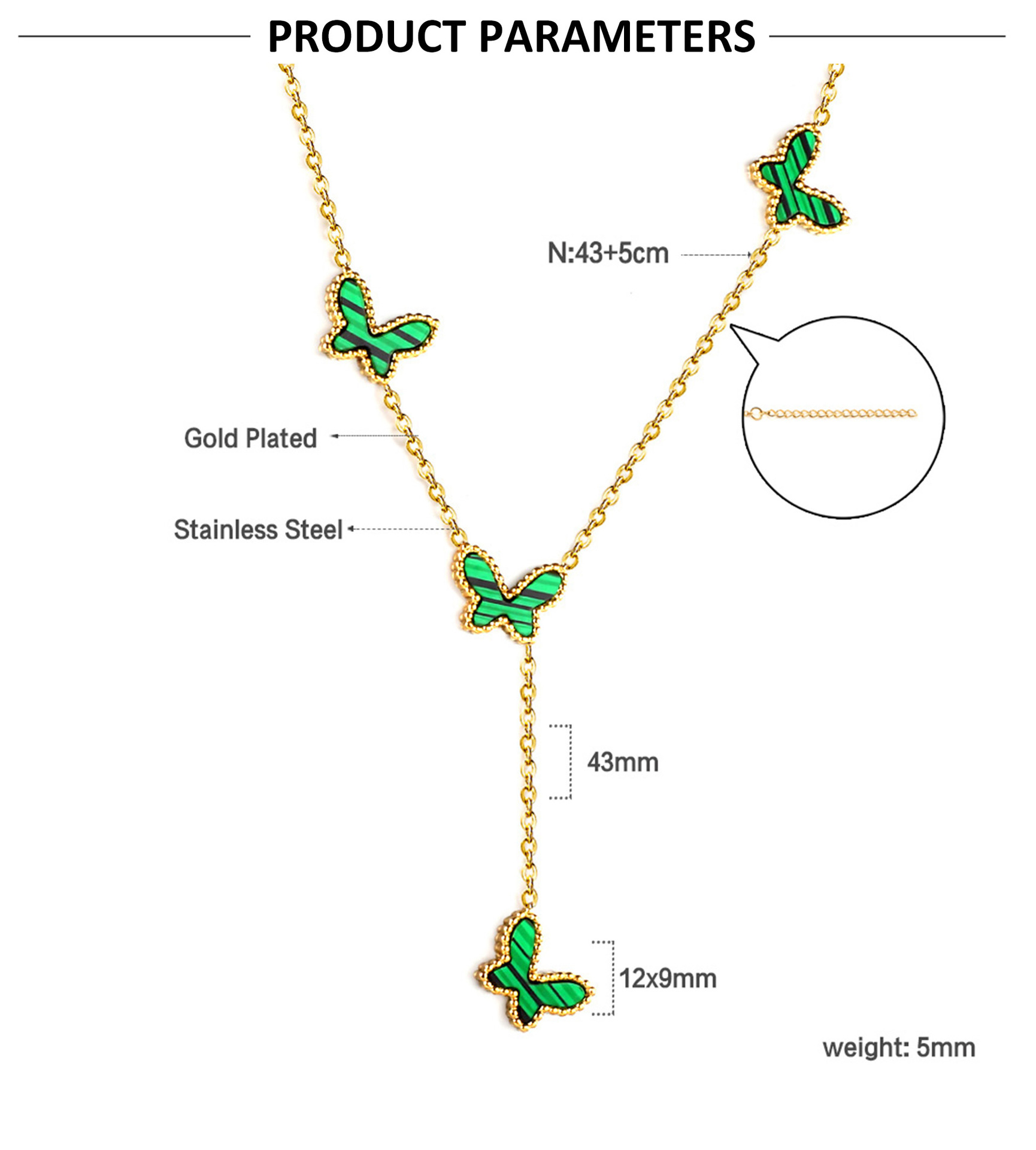 10g Weight Rhinestones, Shell Inlay Material Simple Style Butterfly Stainless Steel Titanium Steel Plating Inlay Rhinestones Shell Necklace