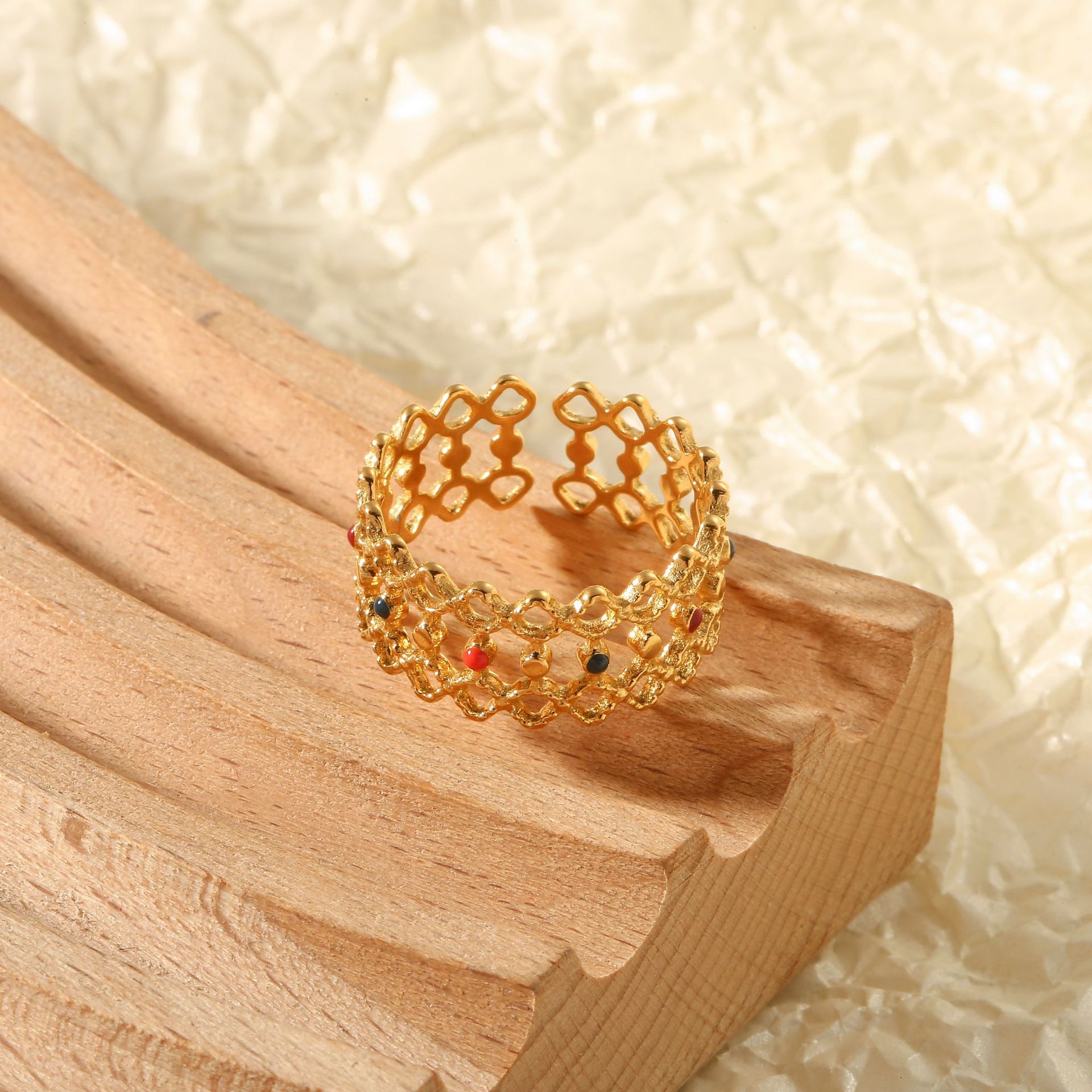 1g Weight 18K Gold Plated Plating Material Open Rings Classification Adjustable Ring Size 1 Piece Quantity Casual, Daily Occasion 316L Stainless Steel Material Geometric Pattern Women's Gender French Style Style Waterproof Non Tarnish, Surgical Steel, Enamel, Plating Craft Gold, Silver Color 1 Piece Geometric 18K Gold Plated 316L Stainless Steel  Gold Silver French Style Open Rings For Women's 25