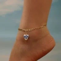 Retro blue and white pendant stainless steel, ankle bracelet