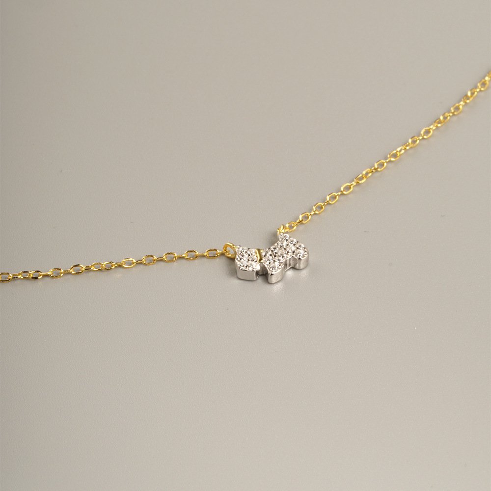 4g Weight Zircon Inlay Material Pendant Necklace Classification cable chain Chain Type 925 Sterling Silver Zircon Cable Chain Inlay Dog Pendant Necklace