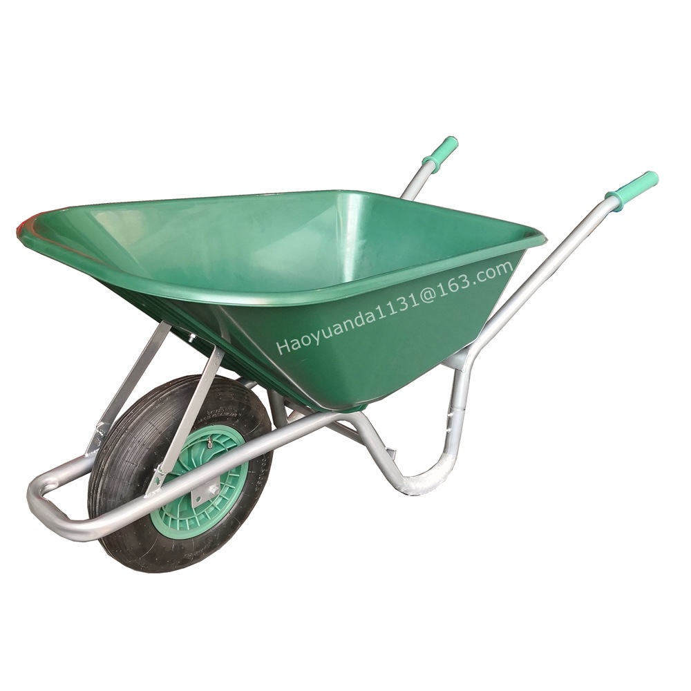 欧美市场110L塑料斗花园手推车建筑工地水泥沙子推车PP斗小推车