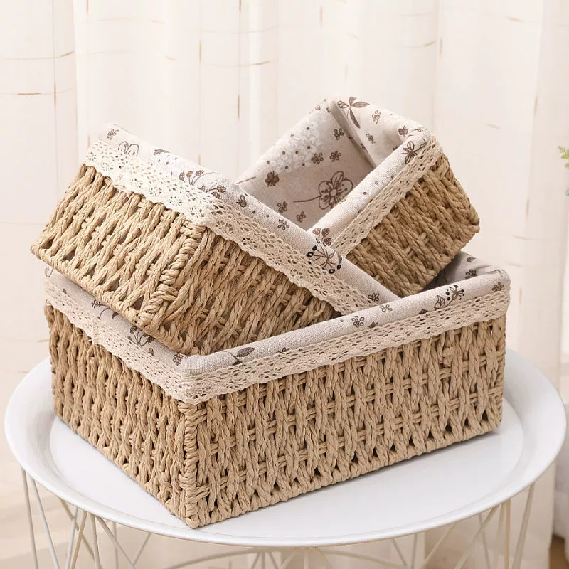 Коробка для хранения на столе, плетёная корзина для хранения, DIY