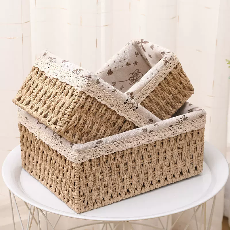 Коробка для хранения на столе, плетёная корзина для хранения, DIY