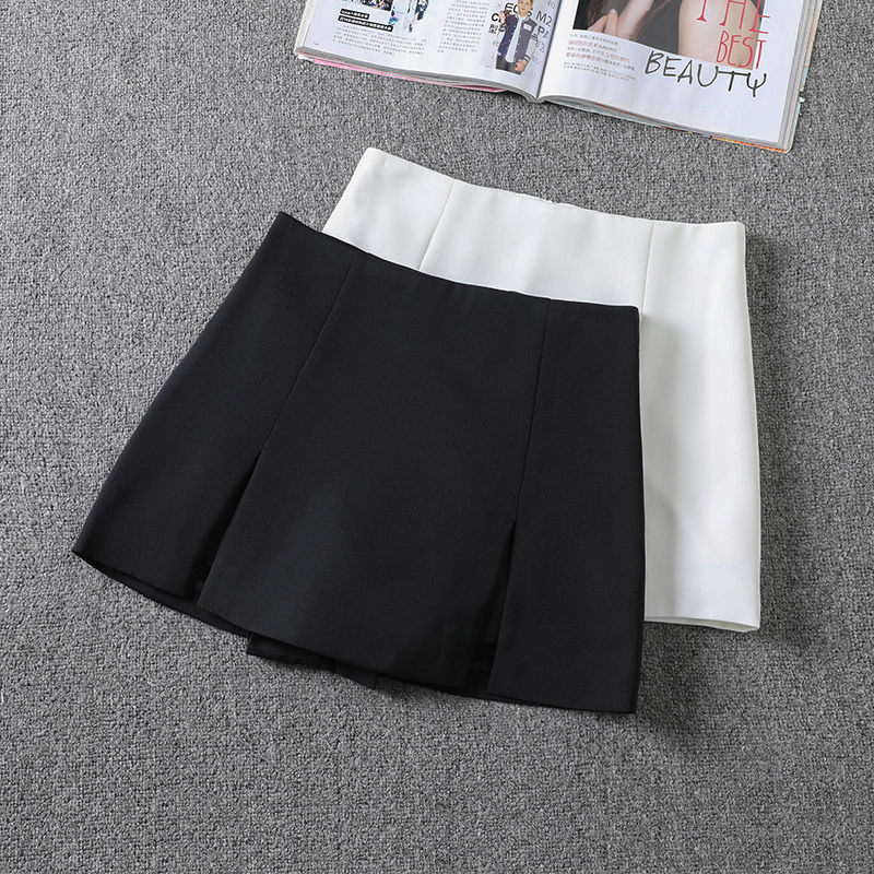 Split High Waist Skirt Women's 2022 Spring and Summer New Fashionable All-match Anti-glare Skirt Black A- line Short Skirt Split High Waist Skirt Women's 2022 Spring and Summer New Fashionable All-match Anti-glare Skirt Black A- line Short Skirt