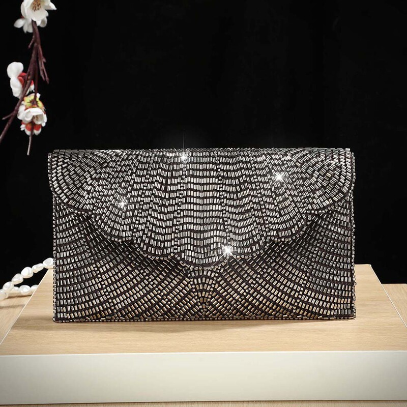European and American Cross-Border Envelope-Style Women's Shiny Evening Clutch Bag, Fashionable Women's Glitter Handbag, Sequin Wallet Handbag