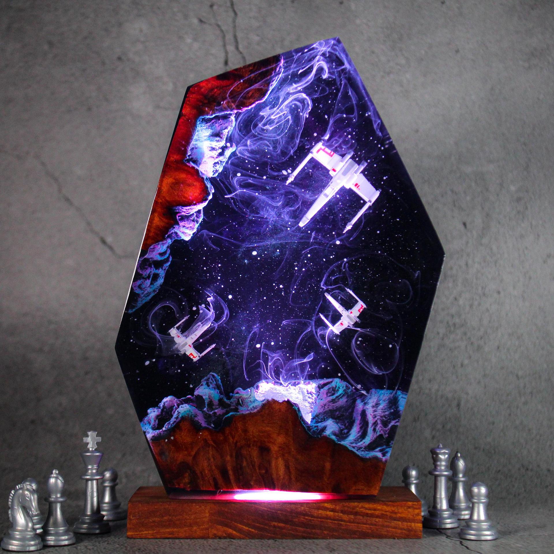 Transfronteriza venta caliente estereoscópico Star Wars lámpara de resina única regalo de decoración de la habitación de los chicos