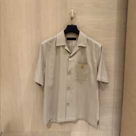 现货正确版原标V家26SS丝棉绒混纺皮标标识短袖衬衫开衫简约百搭
