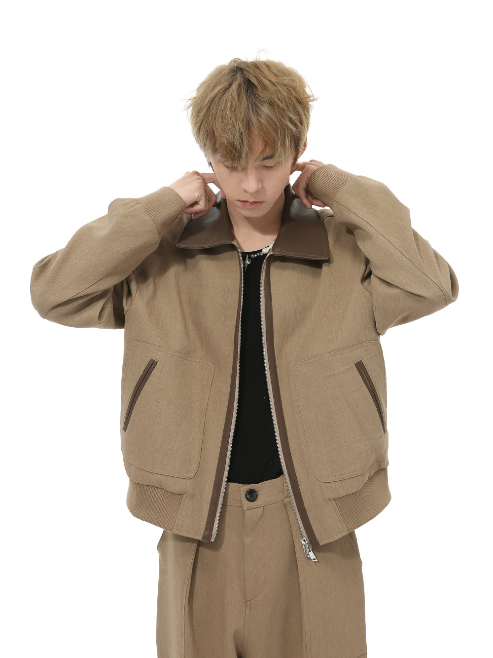 MTLCLOTHES para hombre | Nuevos productos de otoño Chaqueta de solapa con costuras de lujo ligero coreano Uniformes Traje suelto casual