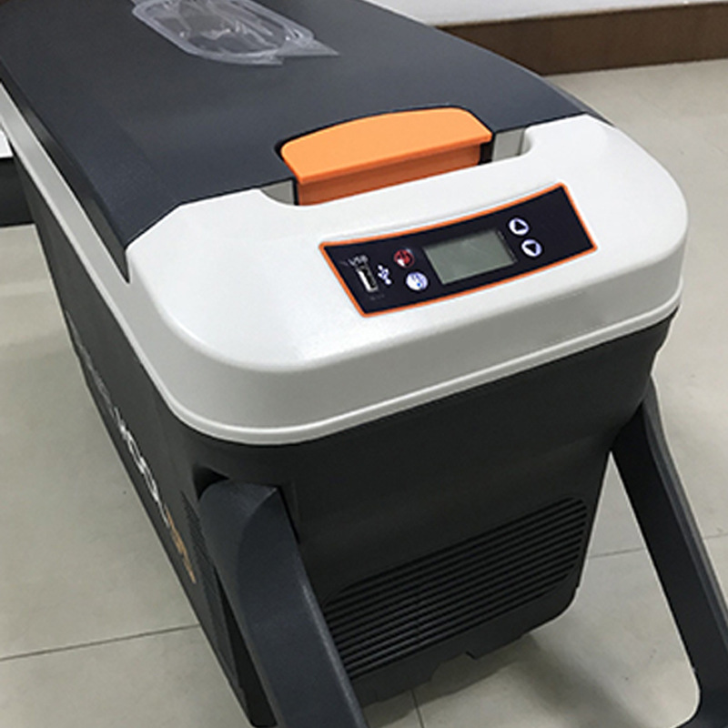 Nueva 35L gran capacidad al aire libre portátil pequeña refrigeración calefacción coche hogar coche de doble uso mini refrigerador con ruedas