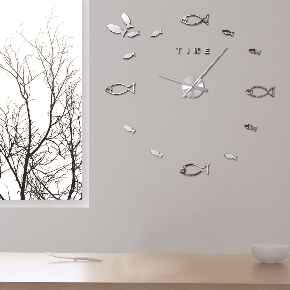 Reloj de pared DIY CLOCK para sala, espejo de gran tamaño, diseño de moda estereoscópico/caricatura, estilo nórdico