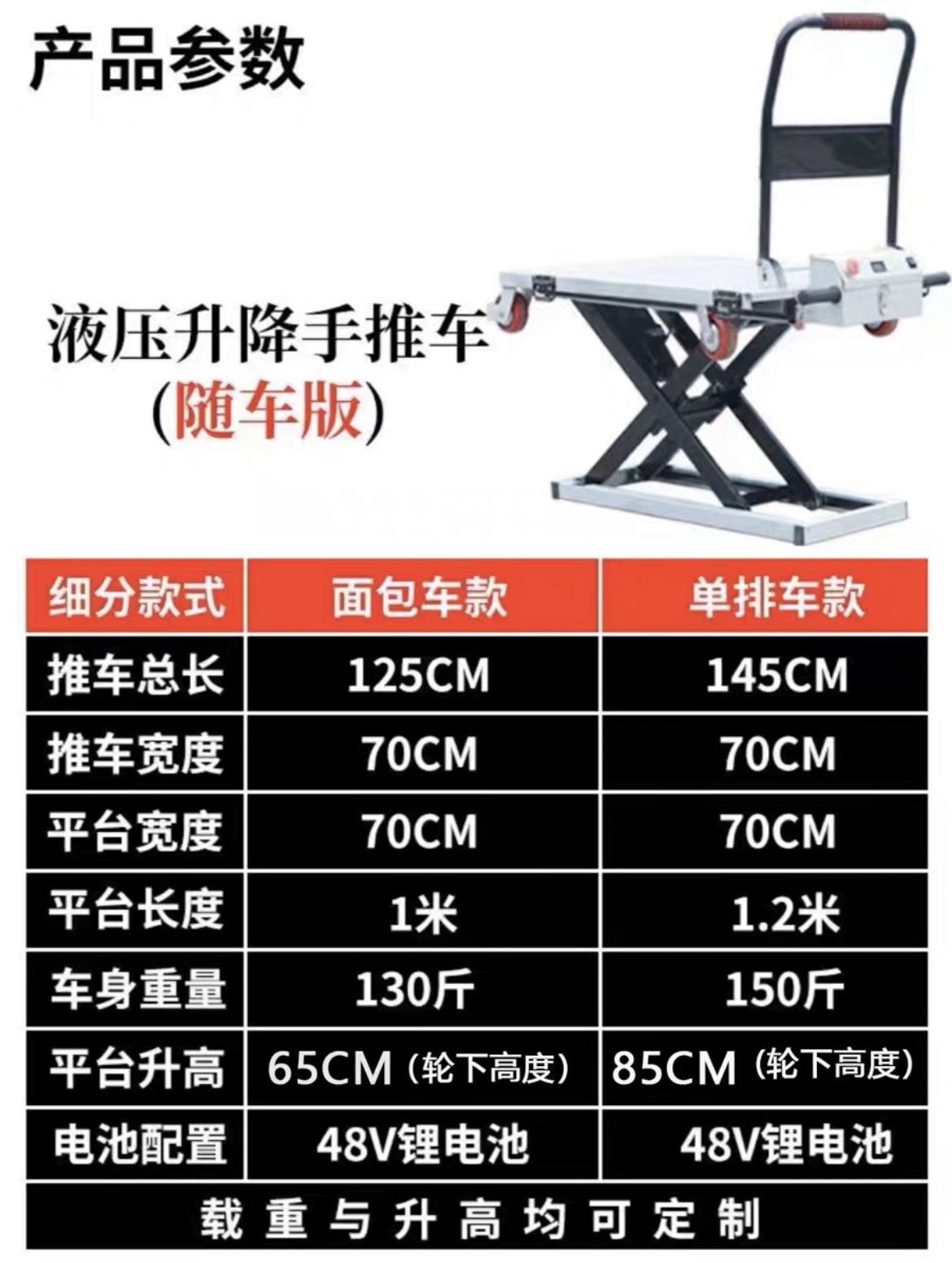 Carga y descarga van de elevación portátil camión hidráulico scooter plano plataforma elevadora de tijera camión eléctrico