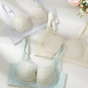 2025 Spring and Summer New French Style Lace Bra Push-up Auxilis Adjustable Non-steel Ring Anti-sagging Exterior Expansion Bra