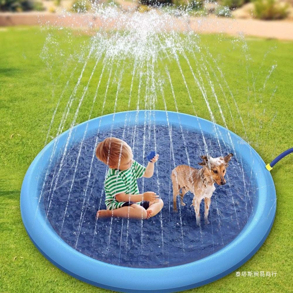 Alfombra de agua con rociador de delfines, juguetes acuáticos para niños, piscina de agua para exteriores de verano, juego de jardín, alfombra con fuente, alfombra con rociador, playa
