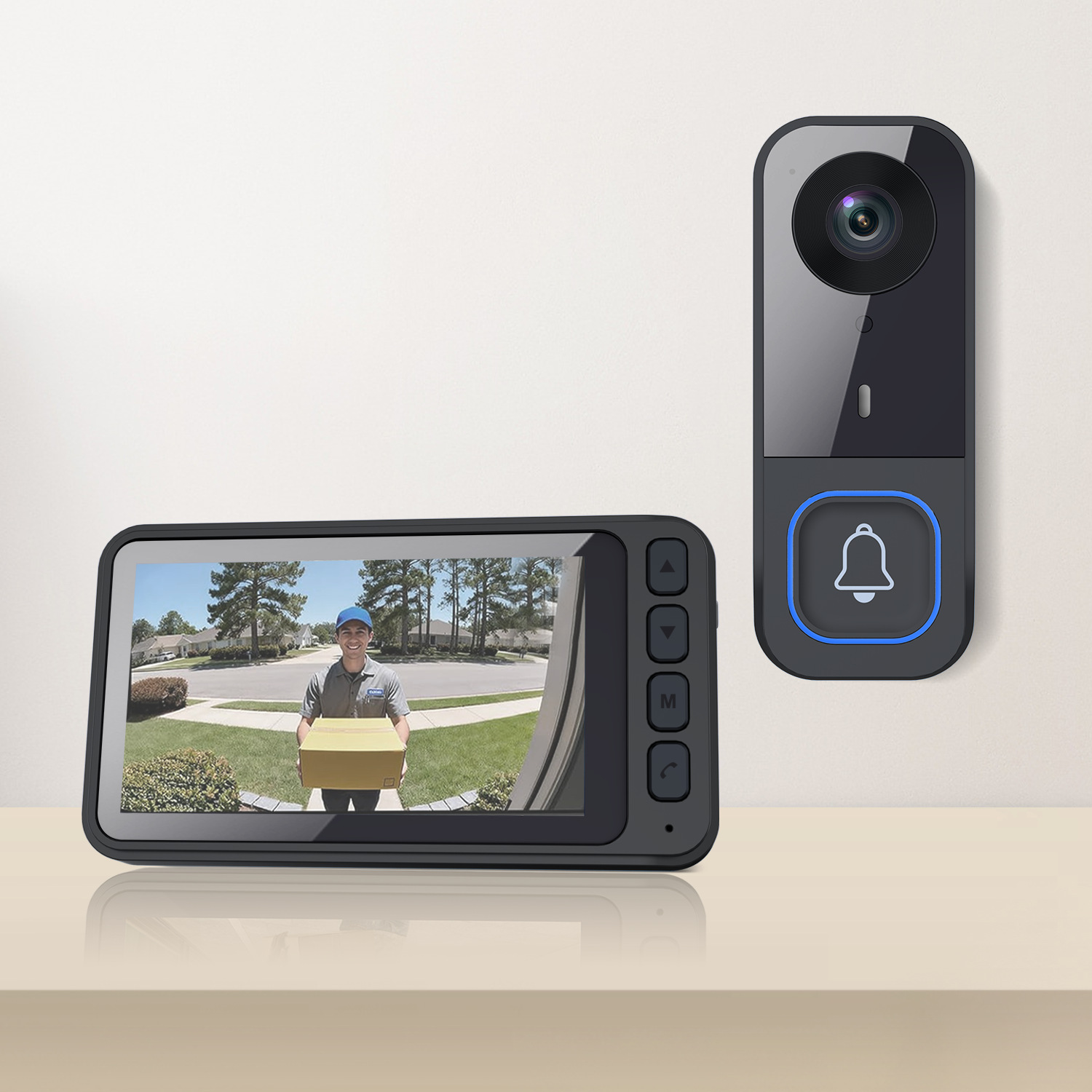 可视门铃带显示屏智能门铃可视对讲机户外智能监控室内高清摄像头