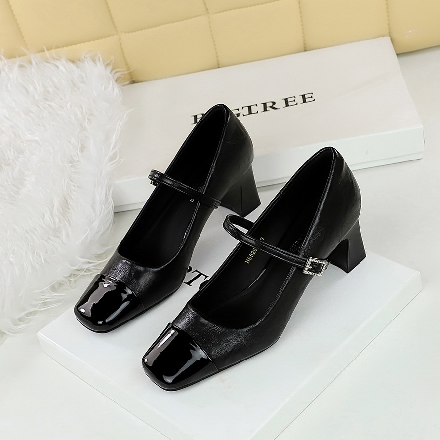 Damen Pumps Mit Blockabsatz Und Strassschnalle Im Retro-stil_voghion.com