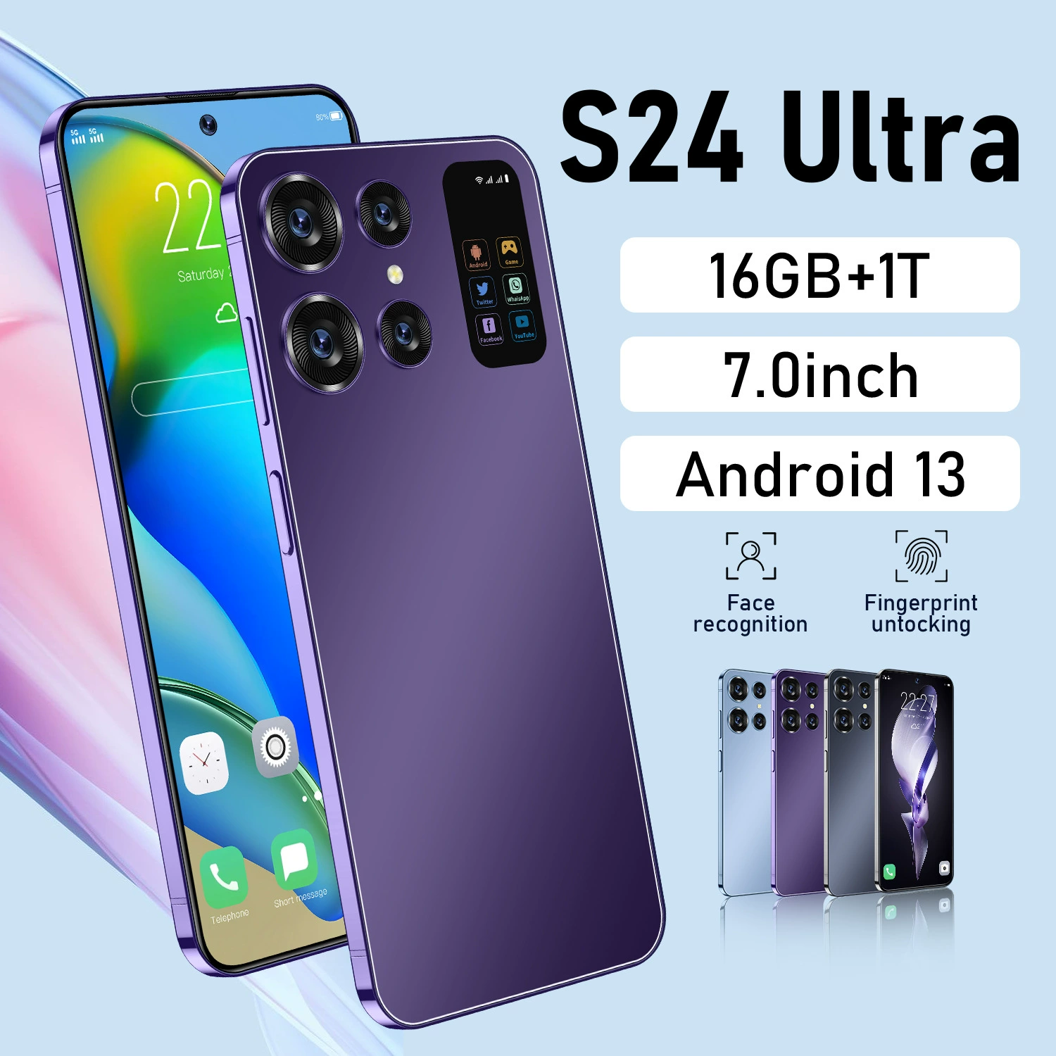 Иностранная торговля S24 Ultra кросс-борд мобильный телефон 16+1 ТБ большая память 7.0 дюймов HD экран источник производителей может быть выдан