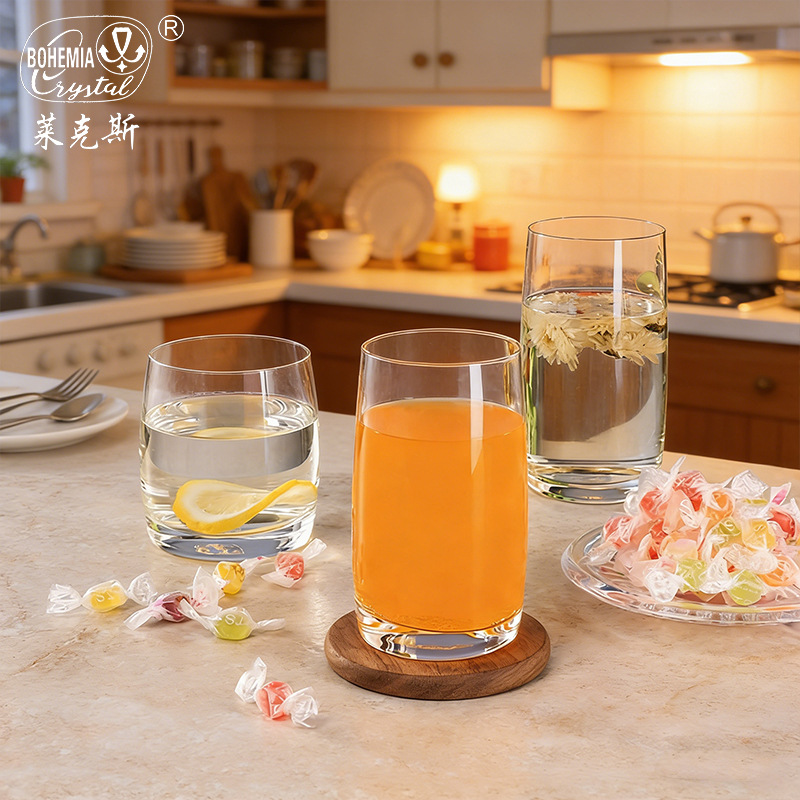 Vaso de cristal sin plomo importado de la República Checa, de gran capacidad, para jugo, leche, taza de té verde personalizada para el hogar, venta al por mayor de bebidas, personalización.