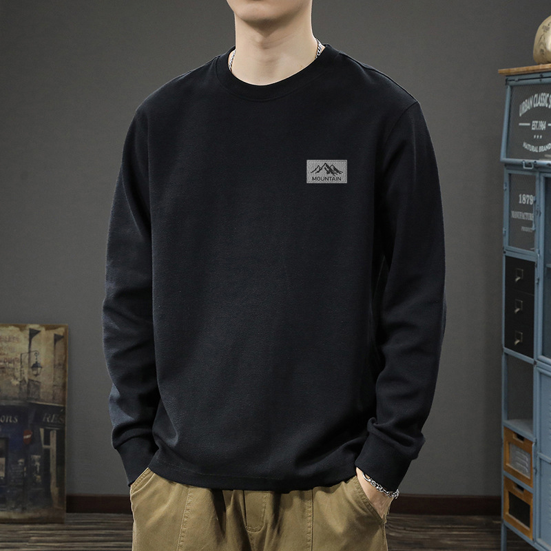 Long-Sleeved T-Shirt Men's 2025 Spring and Autum New Loose Heavyweight Pure Cotton Youth Round Neck Pullover Bottoming Shirt Long-Sleeved T-Shirt Men's 2025 Spring and Autum New Loose Heavyweight Pure Cotton Youth Round Neck Pullover Bottoming Shirt