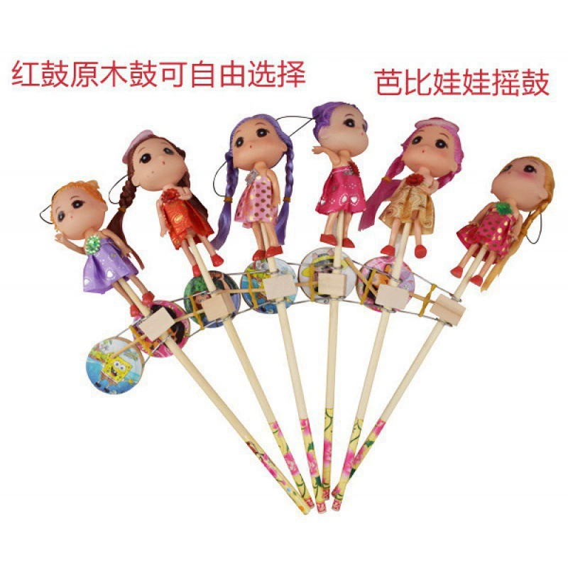 Деревянный барабан-качалка, весёлая кукла, ручной барабан, уличная лавка, храм, ярмарок, игрушка