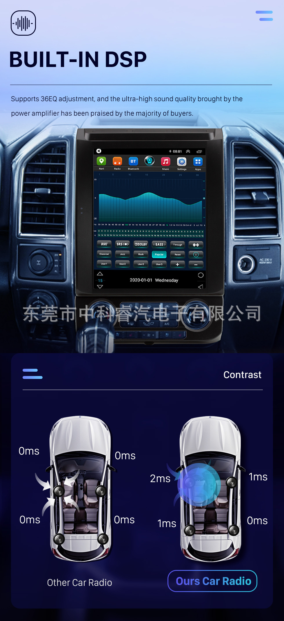 Suitable for Ford Raptor Inch Vertical Screen Navigation with Wifi Car System Carplay 2015-2020 F150