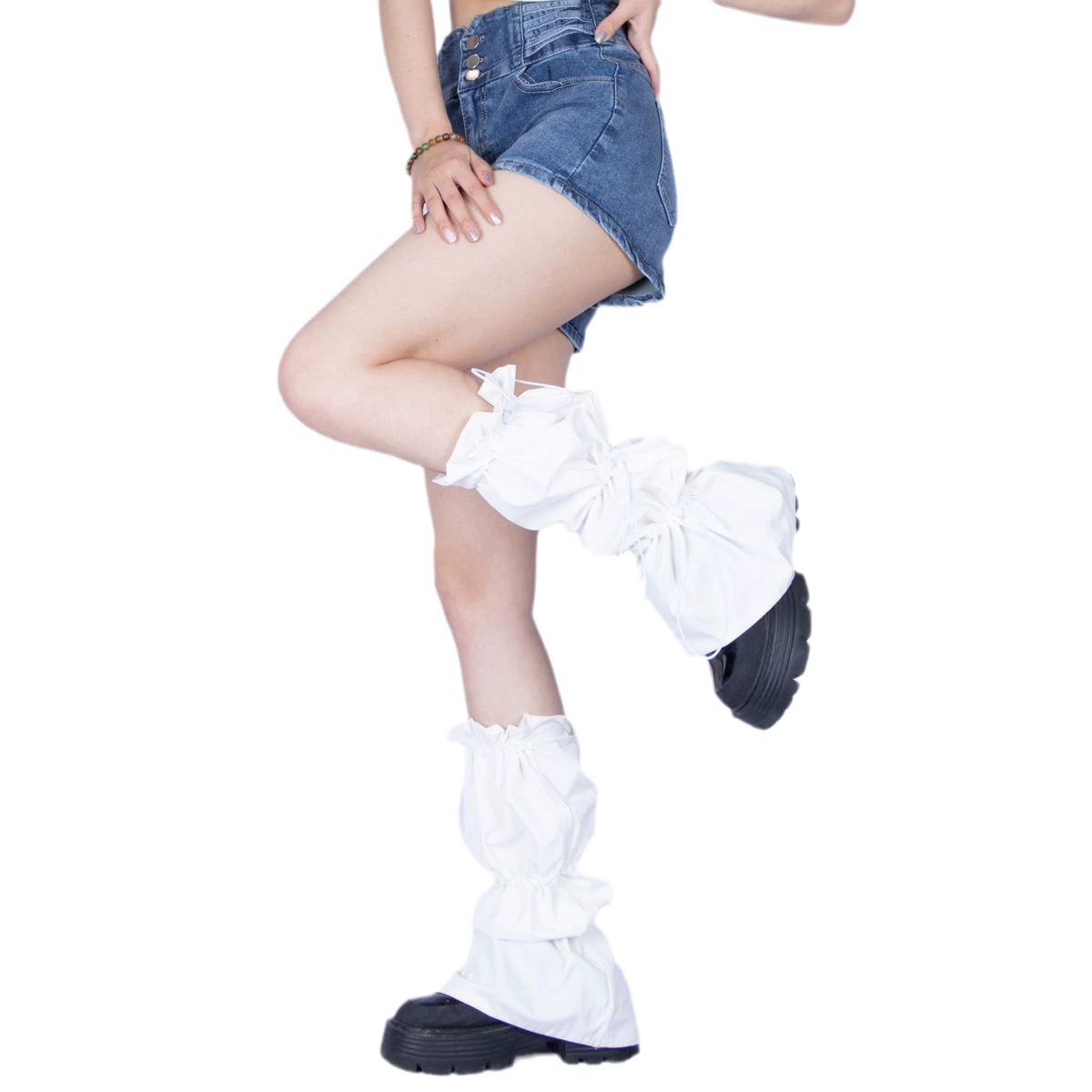 Quick dry flashlight, gaiters, black knee socks, set, drawstring, mid-length, loose fit