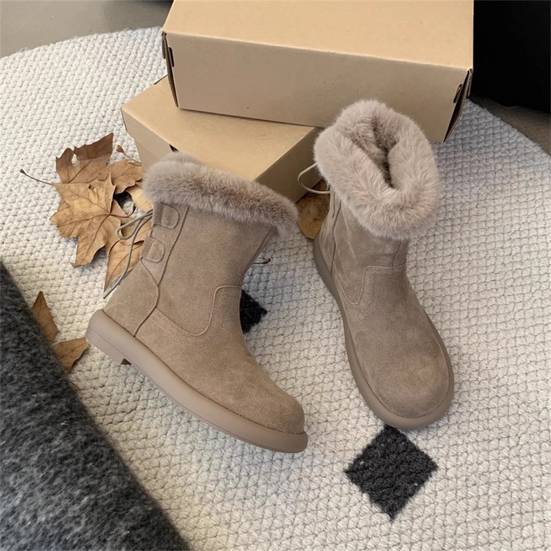 Talvipuuvillaiset paksupohjaiset lumikengät naisille 2024, uusi talvityyli pehmeällä eristyksellä, muodikas ja monipuolinen litteä kenkä_voghion.com