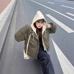 2025新款假两棉衣女爆款韩版短款羽绒棉服连帽面包服外套高贵优质
