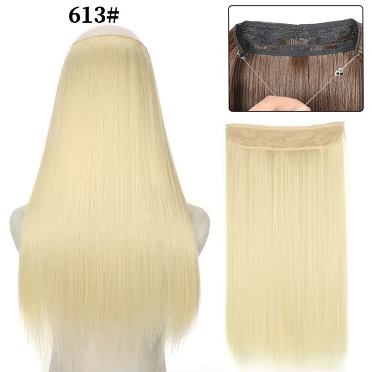 Nuevas pelucas de fibra de pescado cortina de cabello pelucas largo cabello recto sin marcas extensiones de cabello 26 pulgadas comercio exterior