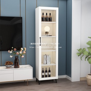 Simple Narrow Cabinet Sandwiched Dining Side Glass Door Storage Wine Cabinet Living Room Corner Storage Cabinet Light Luxury Kitchen Dish Cabinet