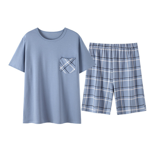Men's Summer Pure Cotton Short Sleeve Casual Simple Middle-Aged Dad Wearable Outwear Home Set