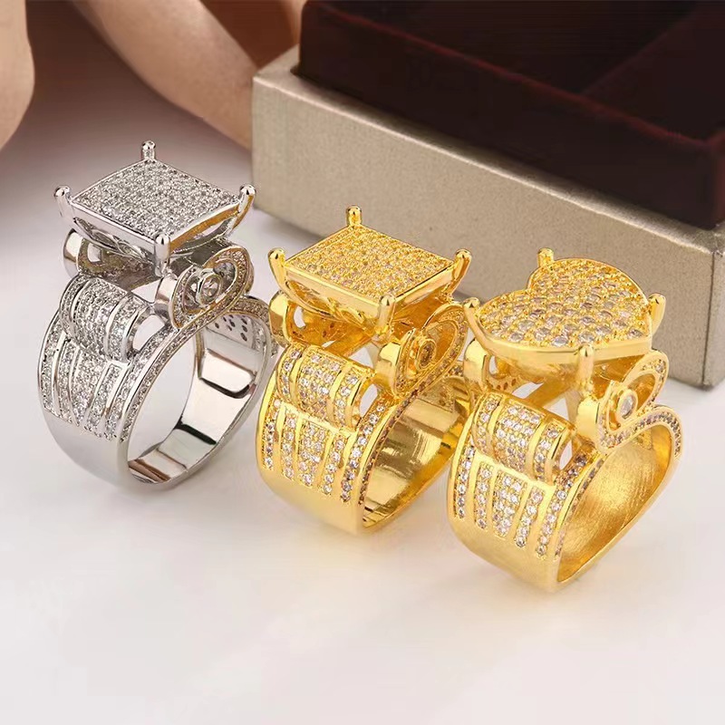 1 Piece Quantity Party, Street Occasion Wholesale Jewelry Hip-Hop Retro Geometric Copper Zircon Rings