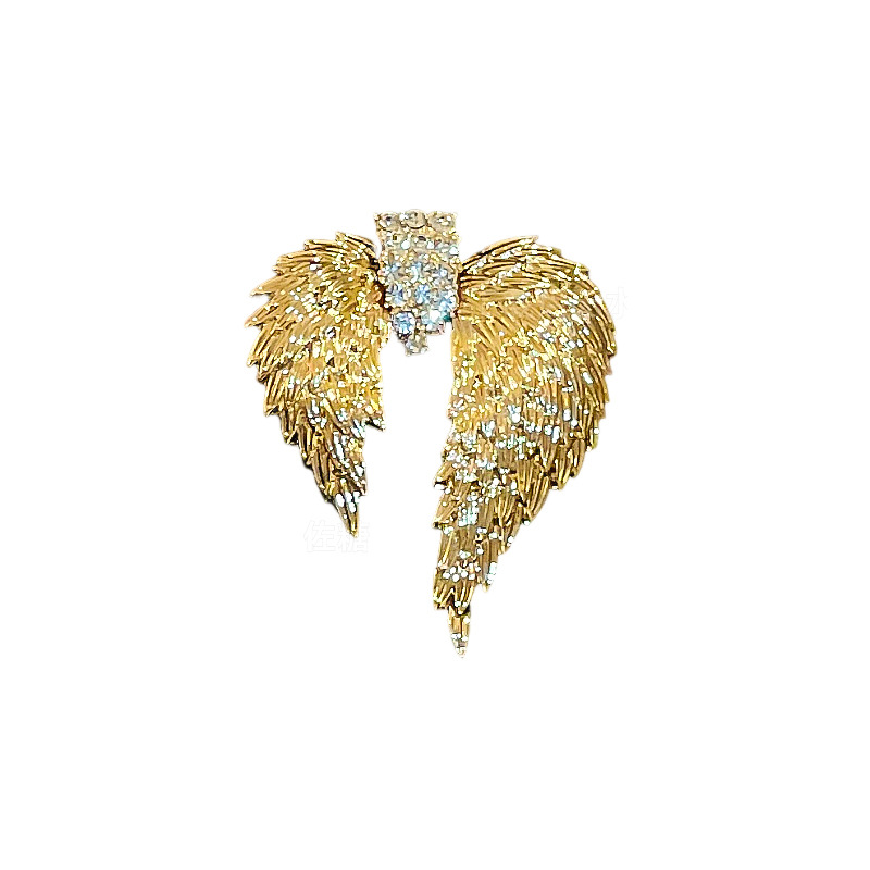 Retro diamante-incrustado alas asimétricas broche francés metal moda anti-exposición elegante de alto grado PIN ramillete para las mujeres