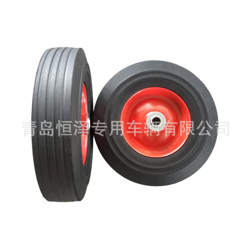 10寸加重型橡胶实心轮工具推车高承重耐磨轮脚轮橡胶充气轮推车轮