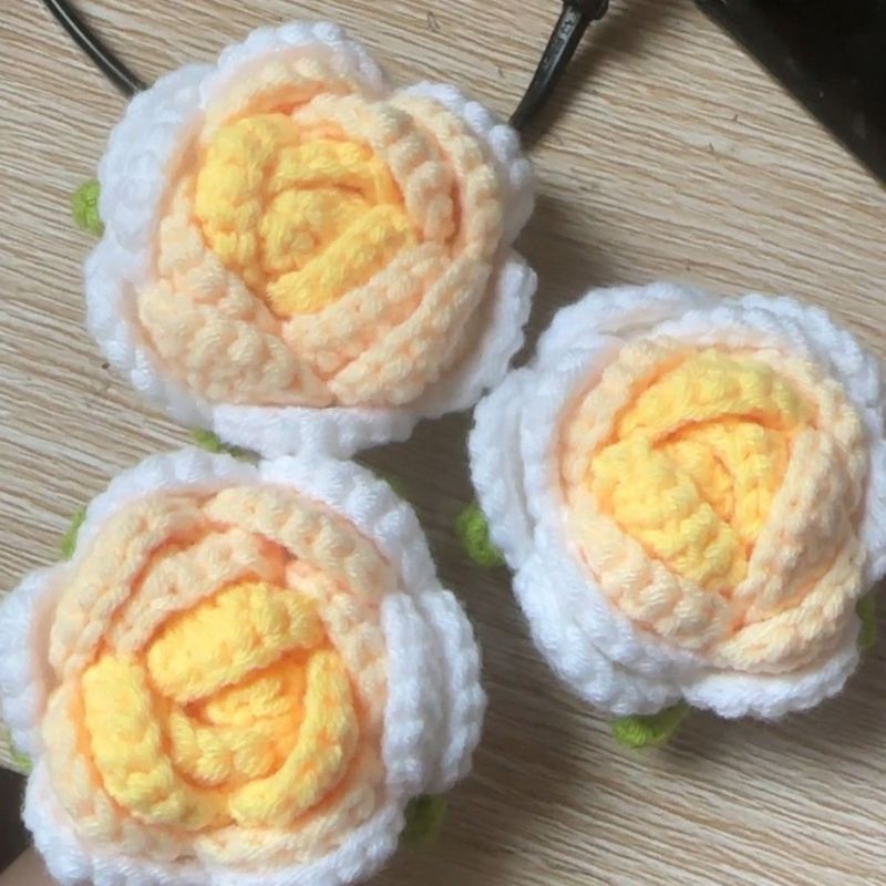 手工钩针编织毛线玫瑰花头半成品仿真花家居装饰diy辅料配件批发|undefined