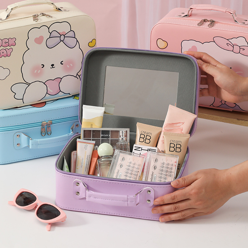 Nueva caja de maquillaje de dibujos animados de alto valor, bolsa de maquillaje portátil de viaje, bolsa de maquillaje portátil de regalo, bolsa de almacenamiento de regalo encantadora