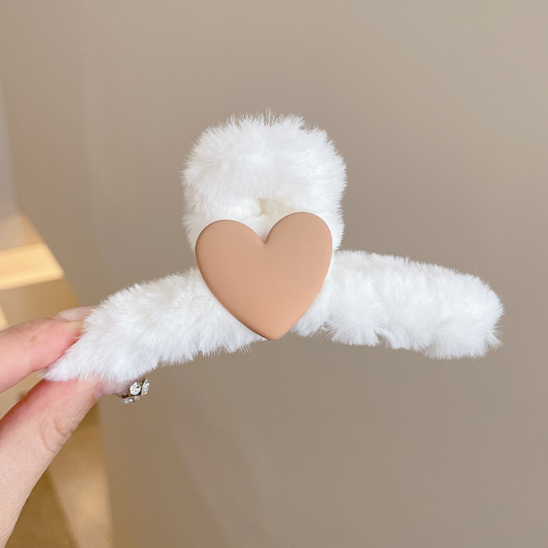 7#화이트-카키 하트-하단 클립 11cm