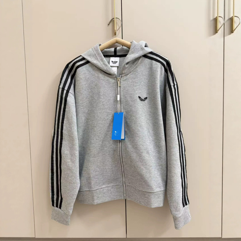 Cross-border trendy casual cardigan hoodie, unisex, spring/autumn, three-stripe design, slimming jacket