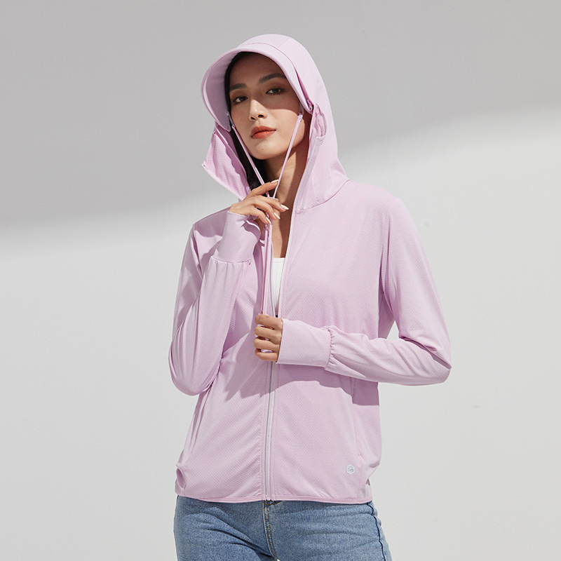 Chaqueta de Protección Solar con Capucha de Poliéster UPF50+ Transpirable