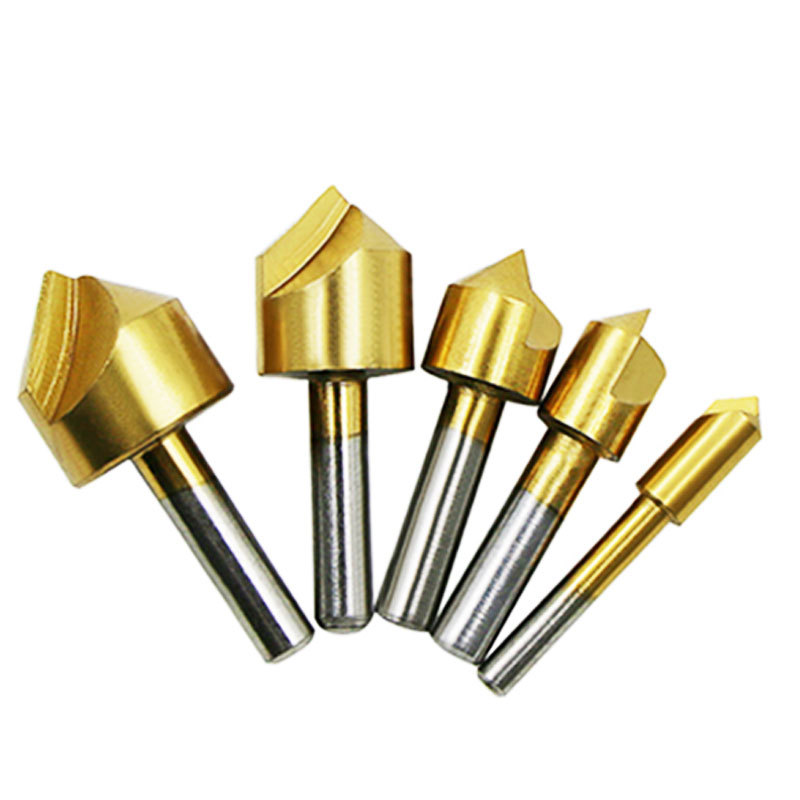 5pc倒角刀锥度木工倒角刀90度单刃镀钛圆柄倒角器开孔器倒角刀锪