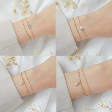 新款简约时尚水晶锆石一颗钻吊坠手链女个性百搭高级感不锈钢手链