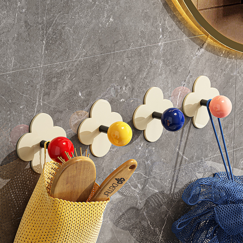 Bathroom Hole-free Strong Adhesive Hook Household Bathroom Creative Wall-mounted Towel Storage Load-bearing Adhesive Hook