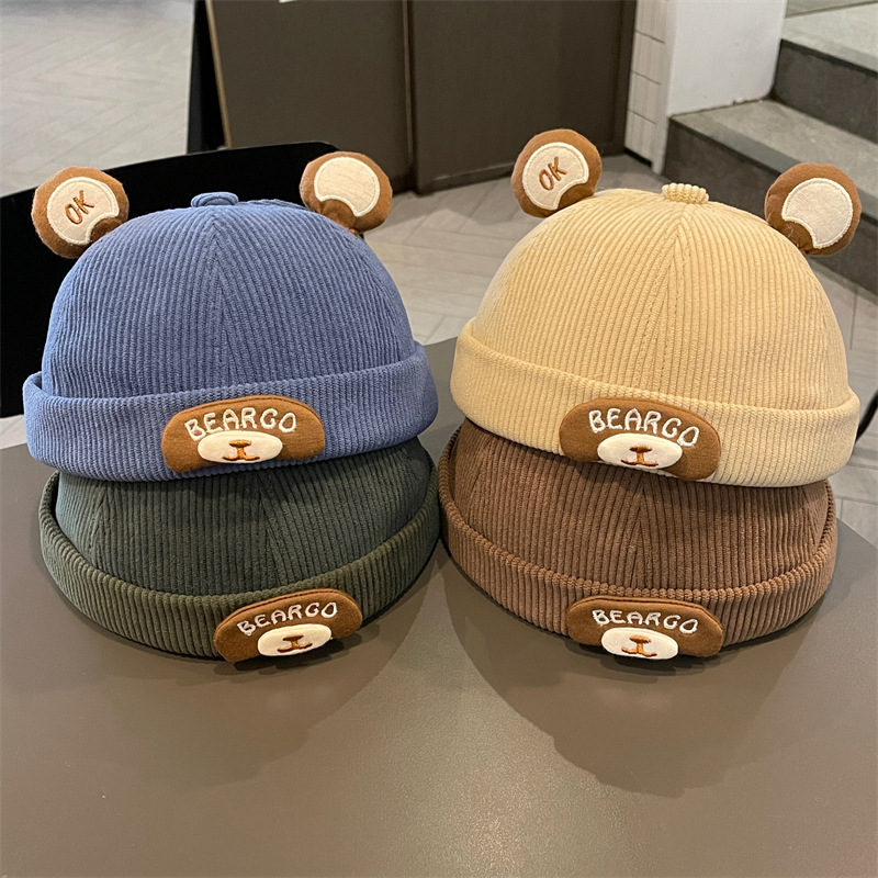 Sombreros infantiles lindos sombreros de primavera y otoño para bebés calientes, gorras de piel de melón, gorras para niños y niñas, gorras coreanas