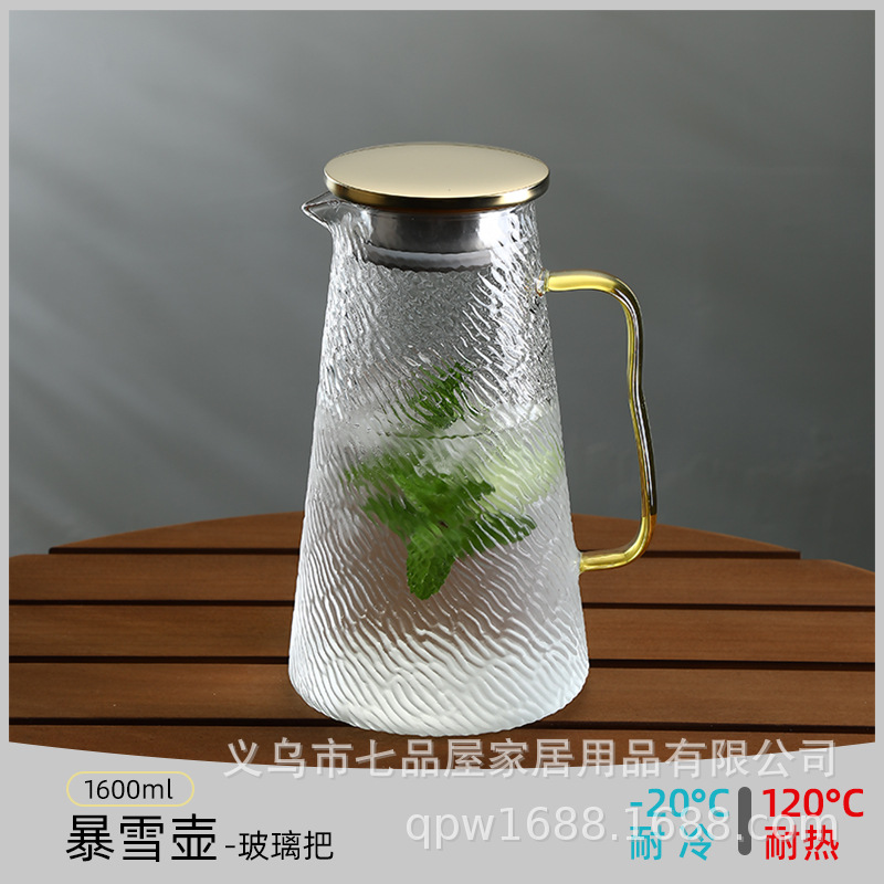 tetera de agua fría, vidrio resistente a altas temperaturas, tetera de té fría de jugo de fruta de gran capacidad, botella de agua hervida, tetera de té doméstica resistente al calor a prueba de explosiones image 7